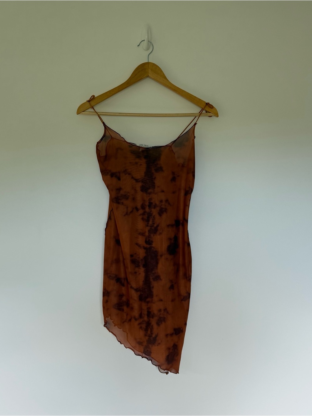 SOLD** 12th Tribe Brown Tie-Dye Asymmetrical Slip Dress